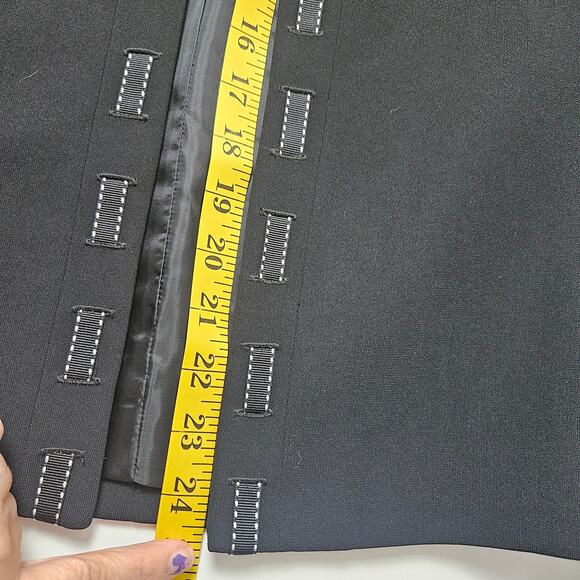 Kasper Blazer Women 14 Black Open Front Embellished Trim Lined Career Jacket - Picture 6 of 7